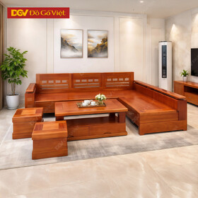 Bộ Sofa Góc Gỗ Xoan Đào Tay Trứng Hiện Đại Đẹp Giá Rẻ