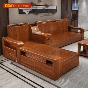 Bộ Sofa Góc L Có Kèm Hộc Kéo Gỗ Căm Xe Mẫu Mới Đẹp Rẻ