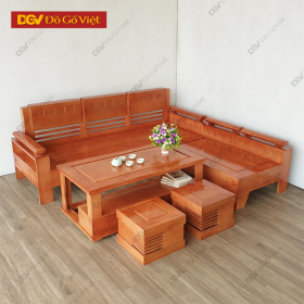 Bộ Sofa Góc L Gỗ Sồi Nga Màu Nâu Đẹp Giá Rẻ