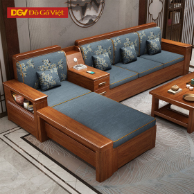 Bộ Sofa Góc L Kèm Hộc Kéo Gỗ Căm Xe Kiểu Dáng Truyền Thống
