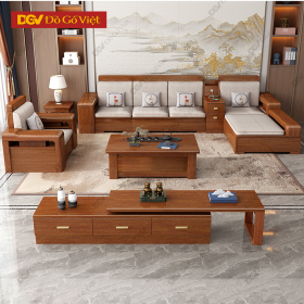 Bộ Sofa Góc Tích Hợp Hộc Kéo Gỗ Căm Xe Bền Bỉ Giá Tốt