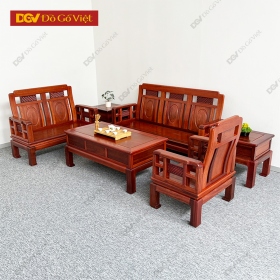 Bộ Sofa Phòng Khách 6 Món Lưng Cong Gỗ Căm Xe Đẹp Bền Rẻ