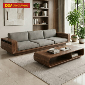 Bộ Sofa Phòng Khách Gỗ Óc Chó Dáng Bề Thế Chân Bệt Vững Chãi