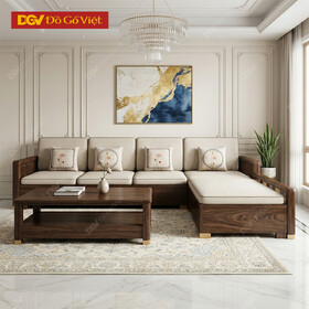 Bộ Sofa Phòng Khách Gỗ Óc Chó Tay Nan Cách Điệu Nghệ Thuật
