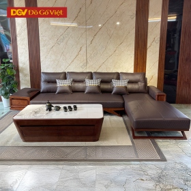 Bộ Sofa Sồi Nga Màu Óc Chó Sang Trọng Cho Phòng Khách Rộng