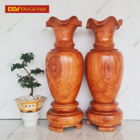 Cặp Lục Bình Gỗ Hương Đỏ Cao 1m3 Đường Kính To Đẹp Giá Rẻ