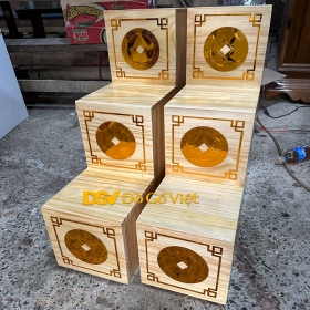 Cặp Tam Cấp Gỗ Thông Trang Trí Bàn Thờ Thần Tài Đẹp Rẻ