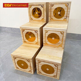 Cặp Tam Cấp Gỗ Thông Trang Trí Bàn Thờ Thần Tài Đẹp Rẻ