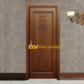 Cửa Gỗ Giá Rẻ Chạm Hoa Văn Chữ Phúc Đẹp