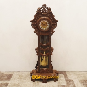 Đồng Hồ Đứng Chạm Hoa Hồng Gỗ Mun Đuôi Công Đẹp Giá Rẻ