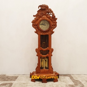 Đồng Hồ Đứng Phòng Khách Gỗ Gõ Đỏ Chạm Chim Đẹp Giá Rẻ