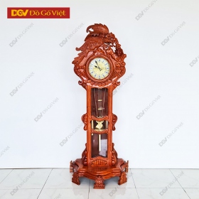 Đồng Hồ Đứng Phòng Khách Gỗ Hương Đá Chạm Đại Bàng Đẹp Rẻ