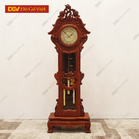Đồng Hồ Đứng Quả Lắc Gỗ Hương Đá Chạm Hoa Đẹp Giá Rẻ