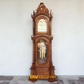 Đồng Hồ Gỗ Đứng Quả Lắc Hình Tháp Gỗ Hương Đẹp