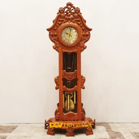 Đồng Hồ Quả Lắc Gỗ Gõ Đỏ Chạm Hoa Tây Đẹp Giá Rẻ