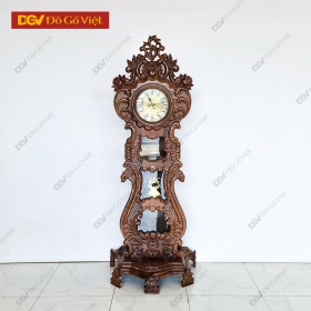 Đồng Hồ Quả Lắc Gỗ Mun Đuôi Công Chạm Hoa Tây Đẹp Giá Rẻ