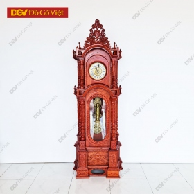 Đồng Hồ Quả Lắc Tháp Vuông Cổ Điển Gỗ Hương Đá Tự Nhiên Đẹp