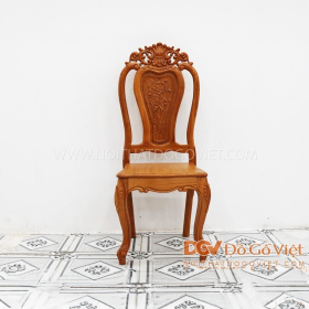 Ghế Ăn Gõ Đỏ Chạm Hoa Văn