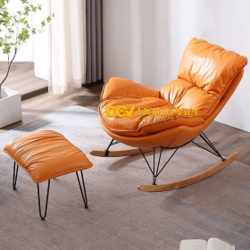 Ghế Bập Bênh Đọc Sách Thư Giãn Màu Cam Kèm Đôn Đẹp Rẻ