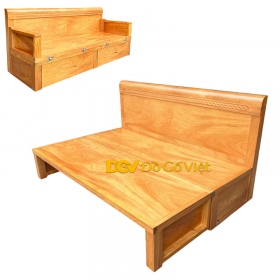Ghế Giường Gỗ Gõ Đỏ Cao Cấp 2 Ngăn Kéo Đẹp Giá Tốt