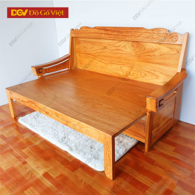 Ghế Kéo Thành Giường Gỗ Gõ Đỏ Chạm Rồng Đẹp Giá Rẻ