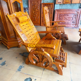 Ghế Lười Thư Giãn Gỗ Hương Đá Tự Nhiên Chạm Hoa Văn Đẹp