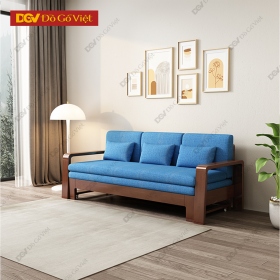 Ghế Sofa Giường Gỗ Tự Nhiên Đệm Ngồi Màu Xanh Hiện Đại