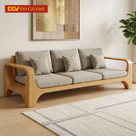 Ghế Sofa Phòng Khách Gỗ Sồi Mỹ Tay Vịn Uốn Vòm Cong Độc Đáo