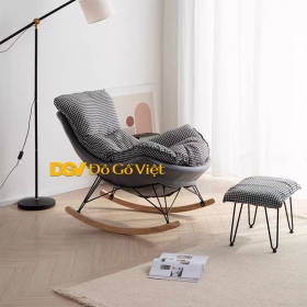 Ghế Thư Giãn Bập Bênh Màu Xám Sọc Caro Đẹp Giá Rẻ