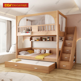 Giường 2 Tầng Cho Trẻ Em Tích Hợp Kệ Và Cầu Thang Tiện Lợi