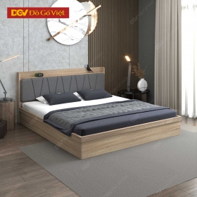 Giường Bọc Nệm Cao Cấp Màu Xám Khung Gỗ Công Nghiệp