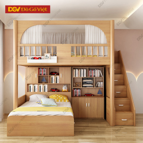Giường Đôi 2 Tầng Cho Bé Đa Năng Kèm Kệ Để Đồ Tiện Ích