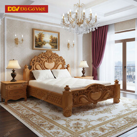 Giường Gõ Đỏ Cao Cấp Phong Cách Hoàng Gia Châu Âu