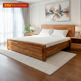Giường Gỗ Hiện Đại Kiểu Đầu Bằng Chạy Chỉ Đẹp Tinh Tế