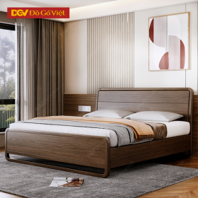 Giường Gỗ Veneer Óc Chó Hiện Đại Thiết Kế Bo Cong Độc Đáo