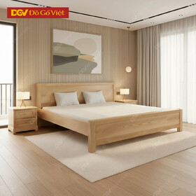 Giường Gỗ Sồi 1m2 Kiểu Trơn Không Chạm Hoa Văn