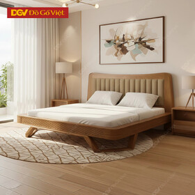 Giường Kiểu Nhật Gỗ Hương Xám Veneer Đầu Nệm Sang Trọng