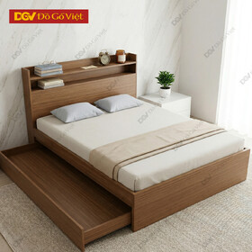 Giường MDF Mẹ Bồng Con Tích Hợp Kệ Đầu Giường Hiện Đại