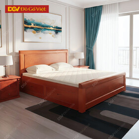Giường Ngủ 2 Ngăn Kéo Gỗ Tự Nhiên Vân Hương Đá Đẹp Giá Tốt