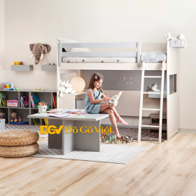 Giường Ngủ 2 Tầng Cho Trẻ Nhỏ Sơn Màu Trắng Đẹp Hiện Đại