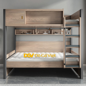 Giường Ngủ 2 Tầng Có Thang Lên Xuống Tiện Lợi Chất Gỗ Bền Bỉ