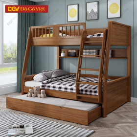 Giường Ngủ 2 Tầng Gỗ Sồi Tự Nhiên Kết Hợp Ngăn Kệ Tiện...