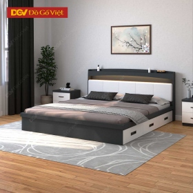 Giường Ngủ Bọc Đệm Màu Xám Đậm Phối Trắng Hiện Đại
