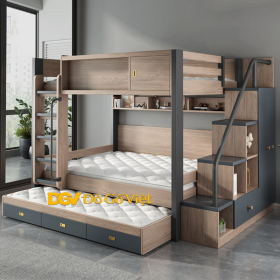 Giường Ngủ Đa Năng Kiểu 2 Tầng Cho Trẻ Nhỏ Màu Nâu Đẹp
