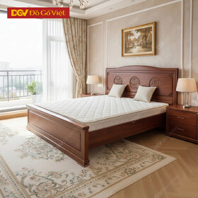 Giường Ngủ Gỗ Cẩm Đầu Cong Mẫu Đồng Tiền Đẹp Mới 2025