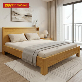 Giường Ngủ Gỗ Cao Su Veneer Sồi Hiện Đại Tinh Tế Giá Rẻ