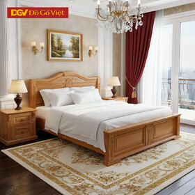 Giường Ngủ Gỗ Chạm Hoa Tinh Xảo Màu Gõ Tự Nhiên Đẹp