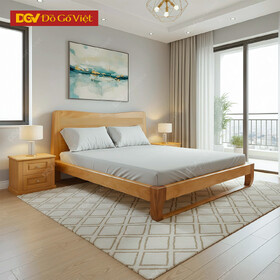 Giường Ngủ Gỗ Chân Quỳ Vân Gõ Đẹp Mới 2025