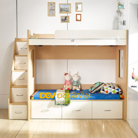 Giường Ngủ Gỗ Cho Trẻ Em Kiểu 2 Tầng Có Hộc Để Đồ Đa Năng