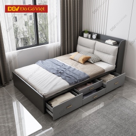 Giường Ngủ Gỗ Công Nghiệp Màu Óc Chó Tối Ưu Diện Tích Phòng